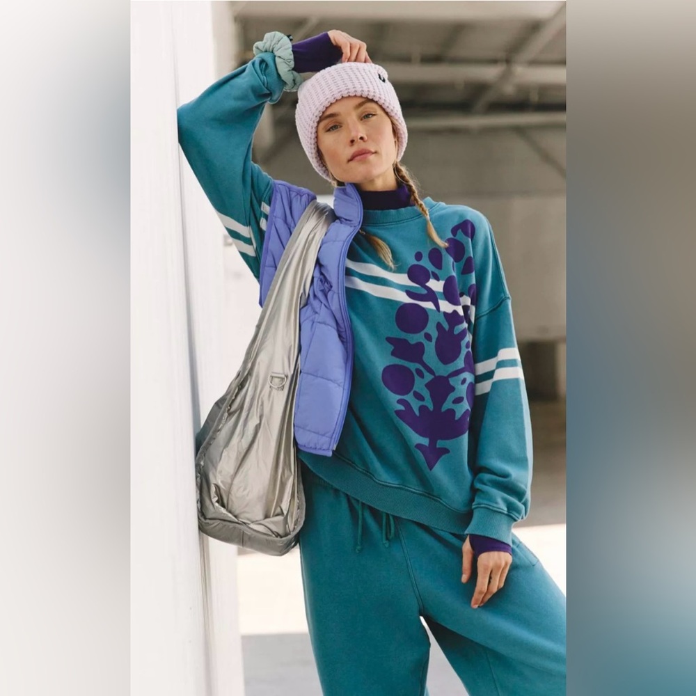 FP Movement All Star Logo Pullover Midnight Jade Combo Size Medium - Picture 1 of 11